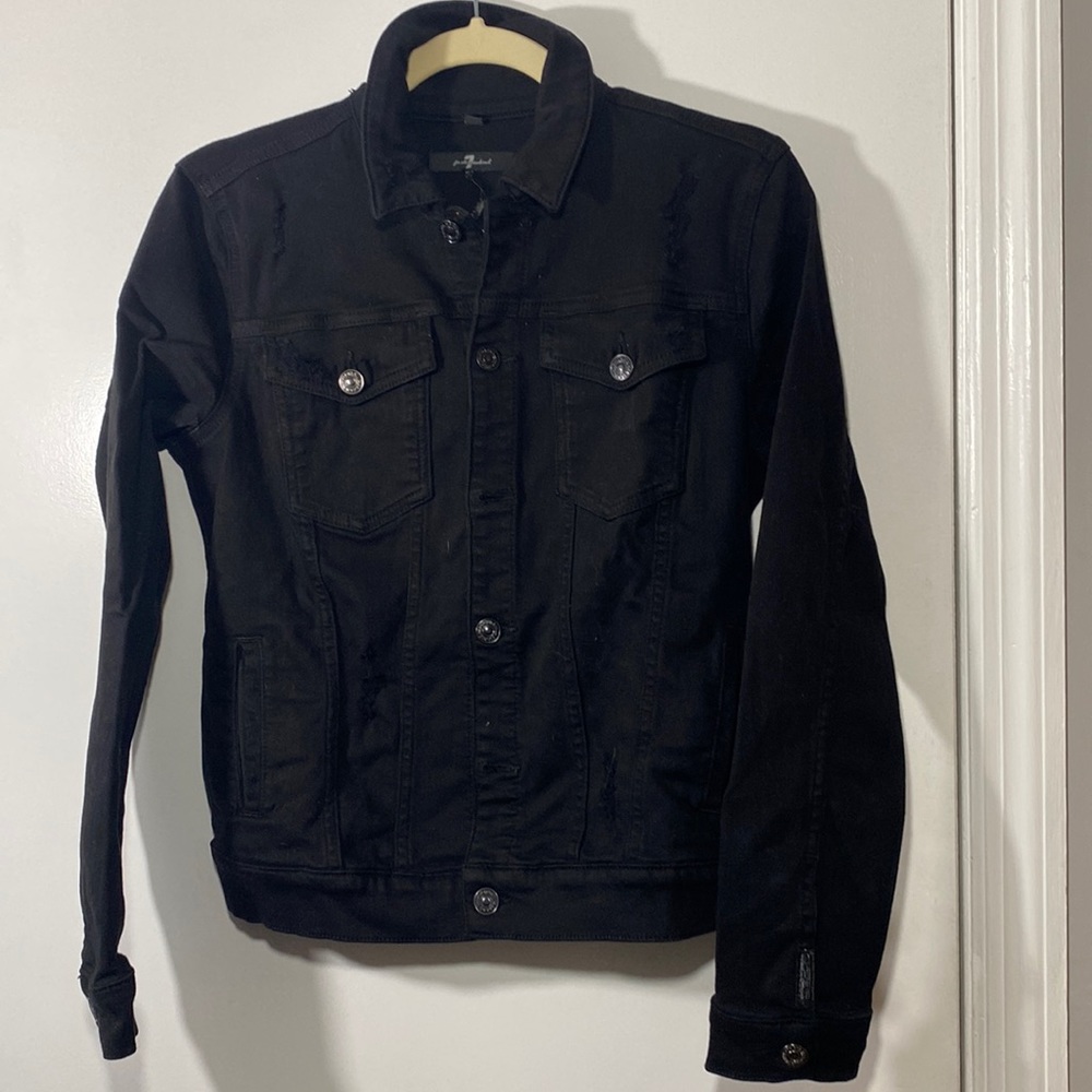 7 For All Mankind black jean jacket. Lightweight w/stretch. Like New. No fading